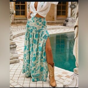 Chasing Unicorns The Ocean Gauze Maxi Skirt NWT